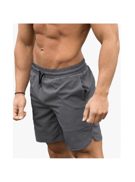 Men Basic Mid Waist Drawstring Solid Color Shorts