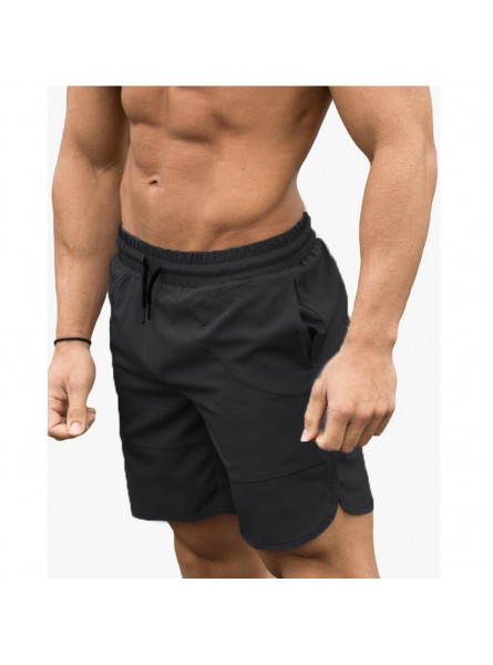 Men Basic Mid Waist Drawstring Solid Color Shorts