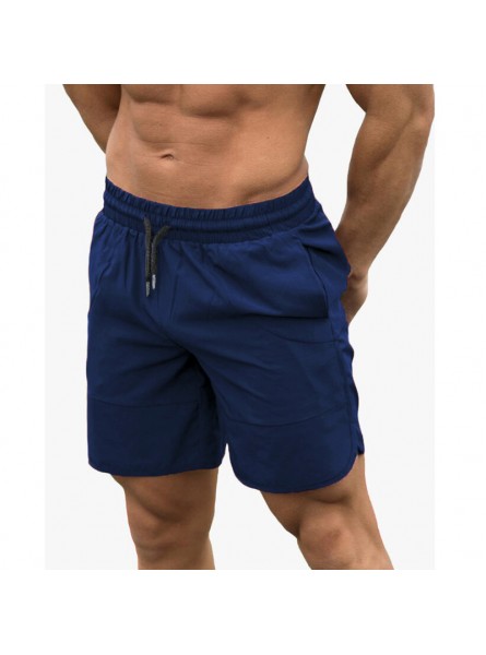 Men Basic Mid Waist Drawstring Solid Color Shorts