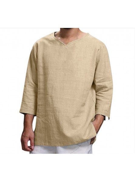 Man Fashion Casual Loose Solid Color Round Neck Blouse