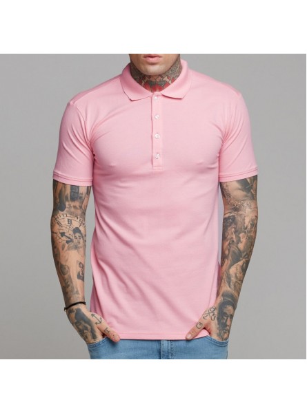 Men Fashion Casual Basic Versatile Solid Color Short Sleeve Lapel Polo Shirt