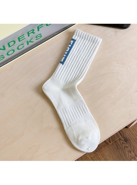 Men Spring Autumn Leisure Sports Letter Mid-Calf Socks