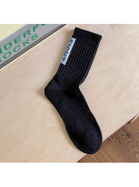 Men Spring Autumn Leisure Sports Letter Mid-Calf Socks
