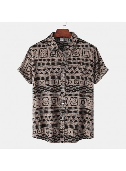 Men Casual Vacation 3D Print Short Sleeve Lapel Shirt