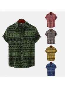 Men Casual Vacation 3D Print Short Sleeve Lapel Shirt