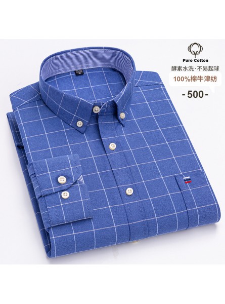 Men Fashion Casual Business Plaid Stripe Print Plus Size Long Sleeve Lapel Shirt