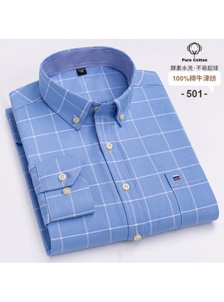 Men Fashion Casual Business Plaid Stripe Print Plus Size Long Sleeve Lapel Shirt