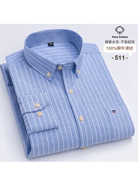 Men Fashion Casual Business Plaid Stripe Print Plus Size Long Sleeve Lapel Shirt