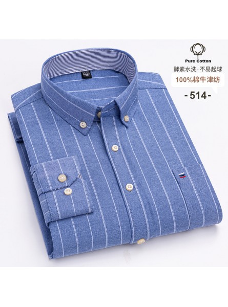 Men Fashion Casual Business Plaid Stripe Print Plus Size Long Sleeve Lapel Shirt