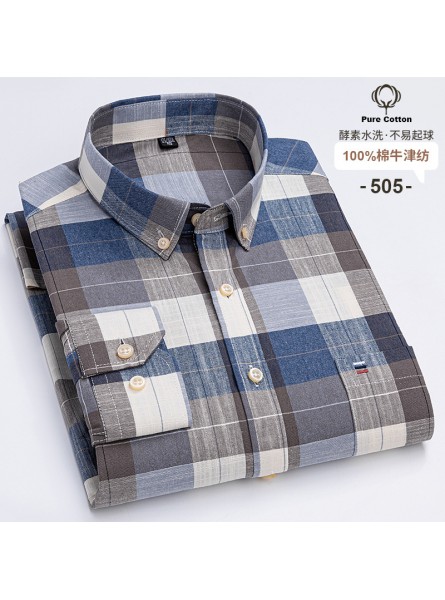 Men Fashion Casual Business Plaid Stripe Print Plus Size Long Sleeve Lapel Shirt
