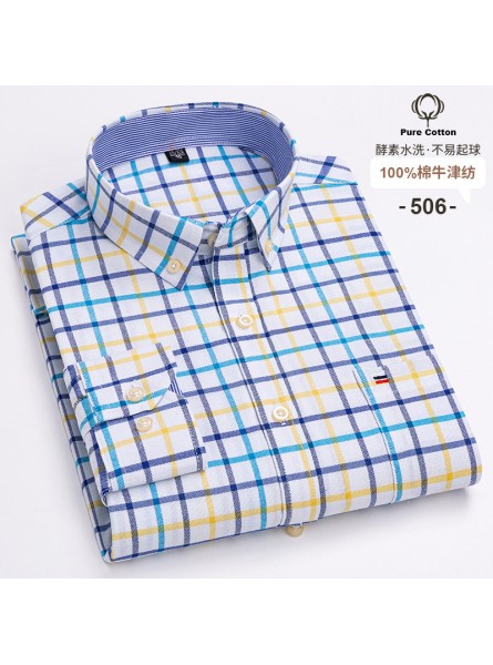 Men Fashion Casual Business Plaid Stripe Print Plus Size Long Sleeve Lapel Shirt