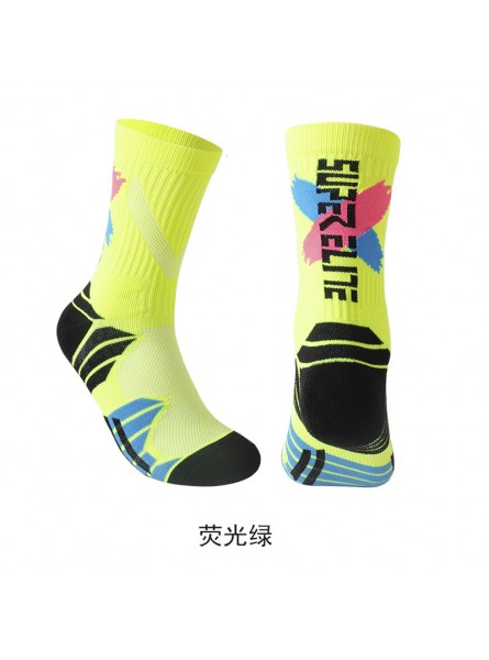 Men Simple Fashion Color Block Letter Basketball Socks
