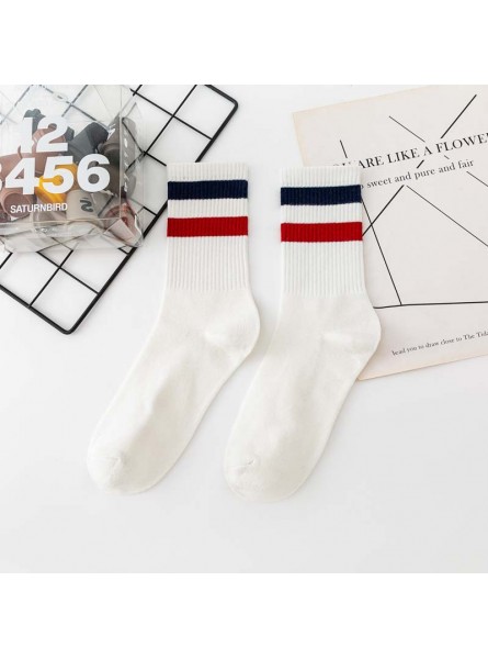 Neutral Simple Red Blue Yellow Stripe Socks