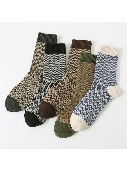 Autumn Winter Men Retro Ethnic Style Diamond Corrugated Thick Warm Socks