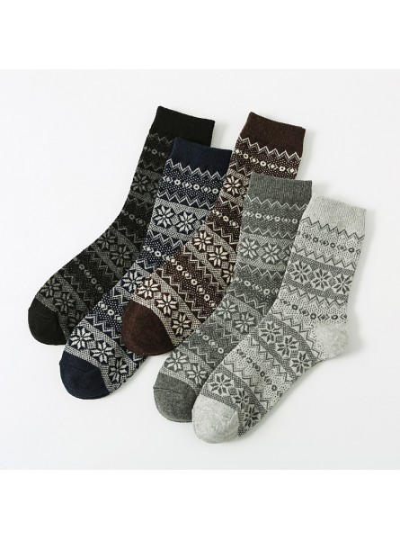 Autumn Winter Men Retro Ethnic Style Diamond Corrugated Thick Warm Socks