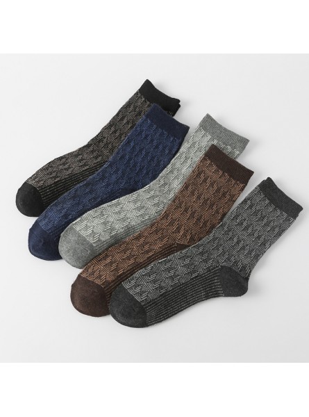 Autumn Winter Men Retro Ethnic Style Diamond Corrugated Thick Warm Socks